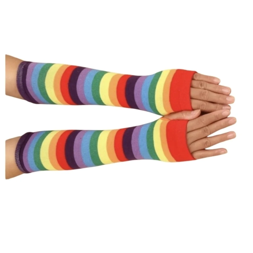 Hand Crafted Firgerless Gloves Rainbow multicolored LGBTQIA+ Pride Long gloves